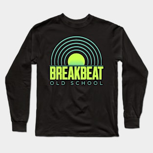 BREAKBEAT  - Old School Records (lime/blue) Long Sleeve T-Shirt